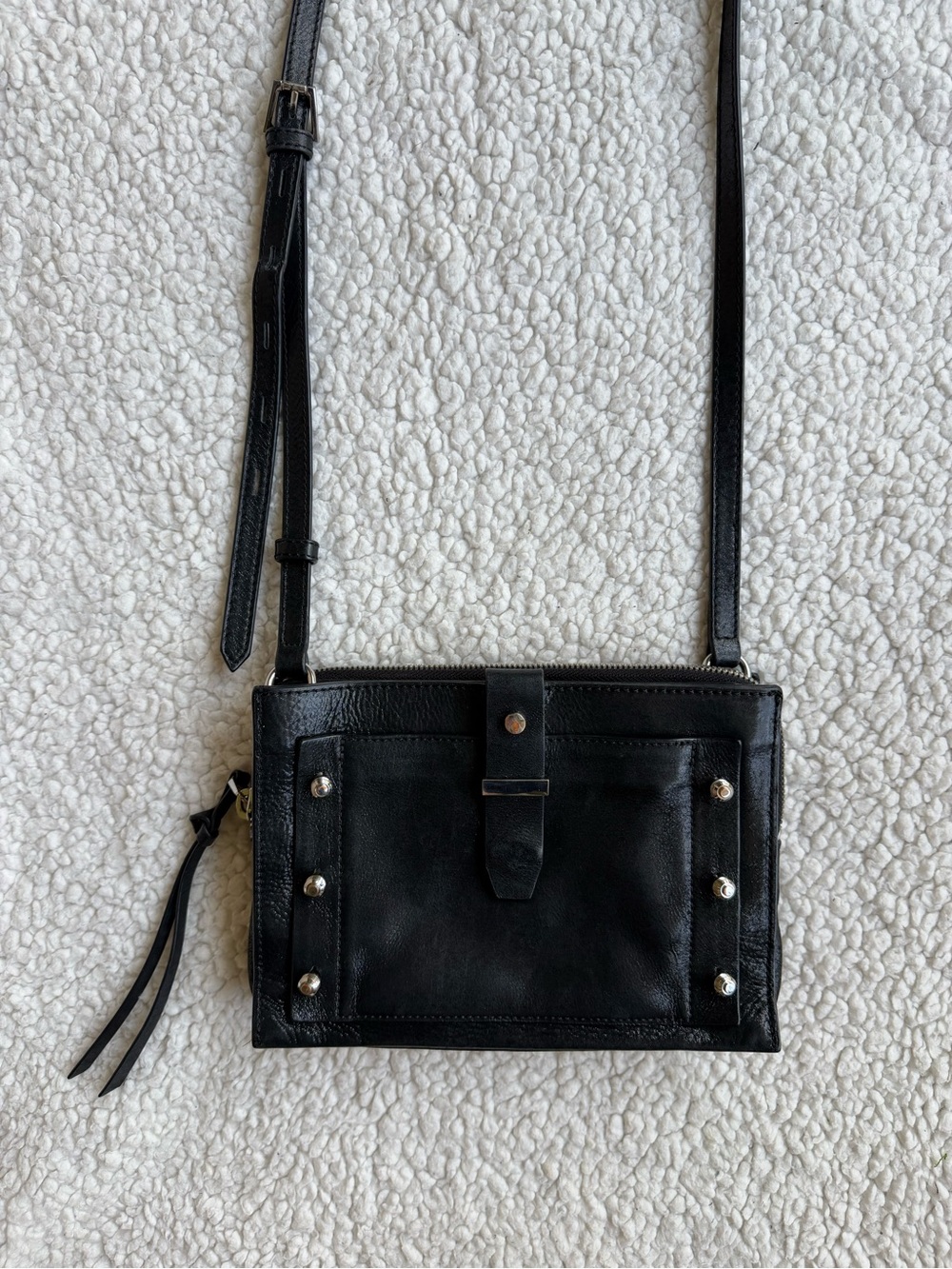 Botkier Warren Studded Black Leather Crossbody Bag
